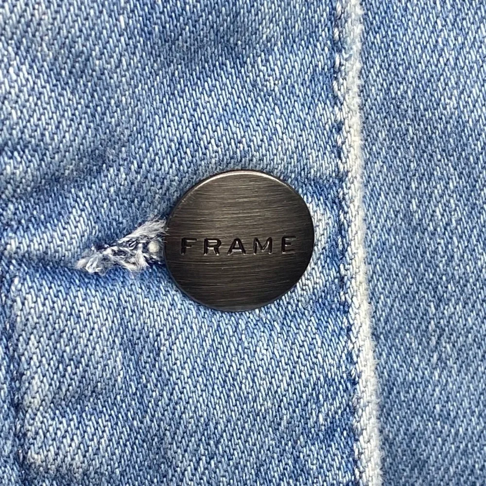 Frame ⌘ Scalloped Edge Cropped Willoughsby Denim Jeans Jacket ⌘ Light Blue ⌘ S - Picture 11 of 17